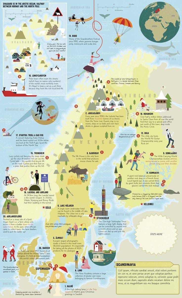 Švédsko atrakce mapa