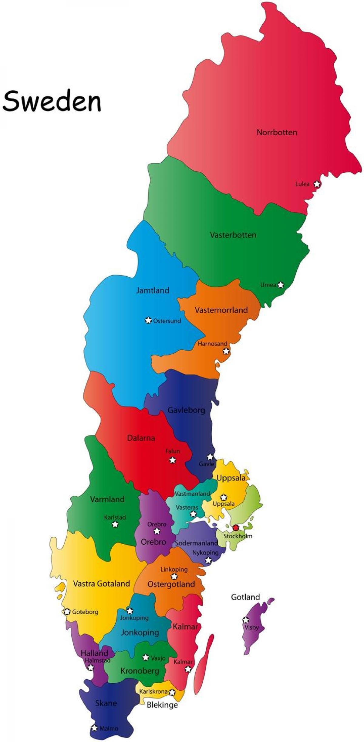 mapa švédských krajů