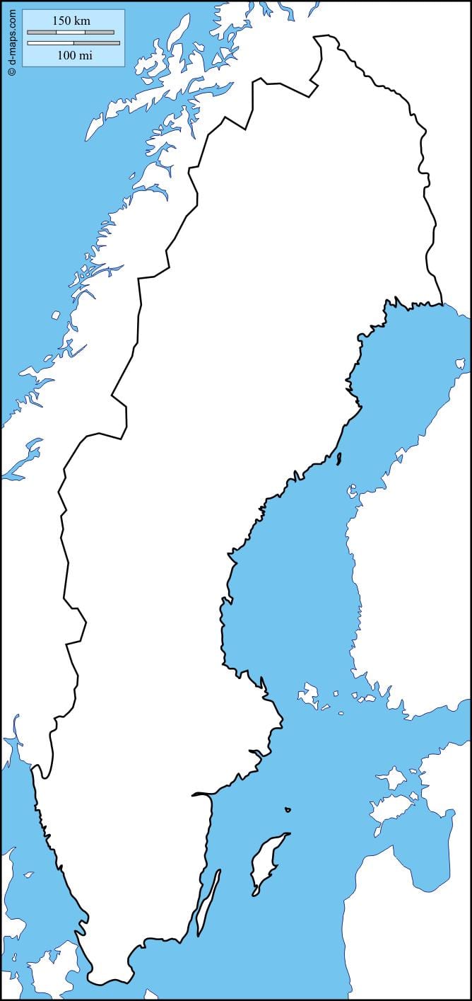 slepá mapa Švédsko