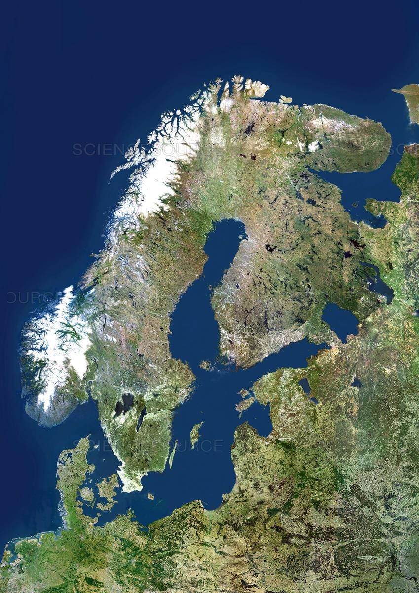 mapa Švédska satelitní