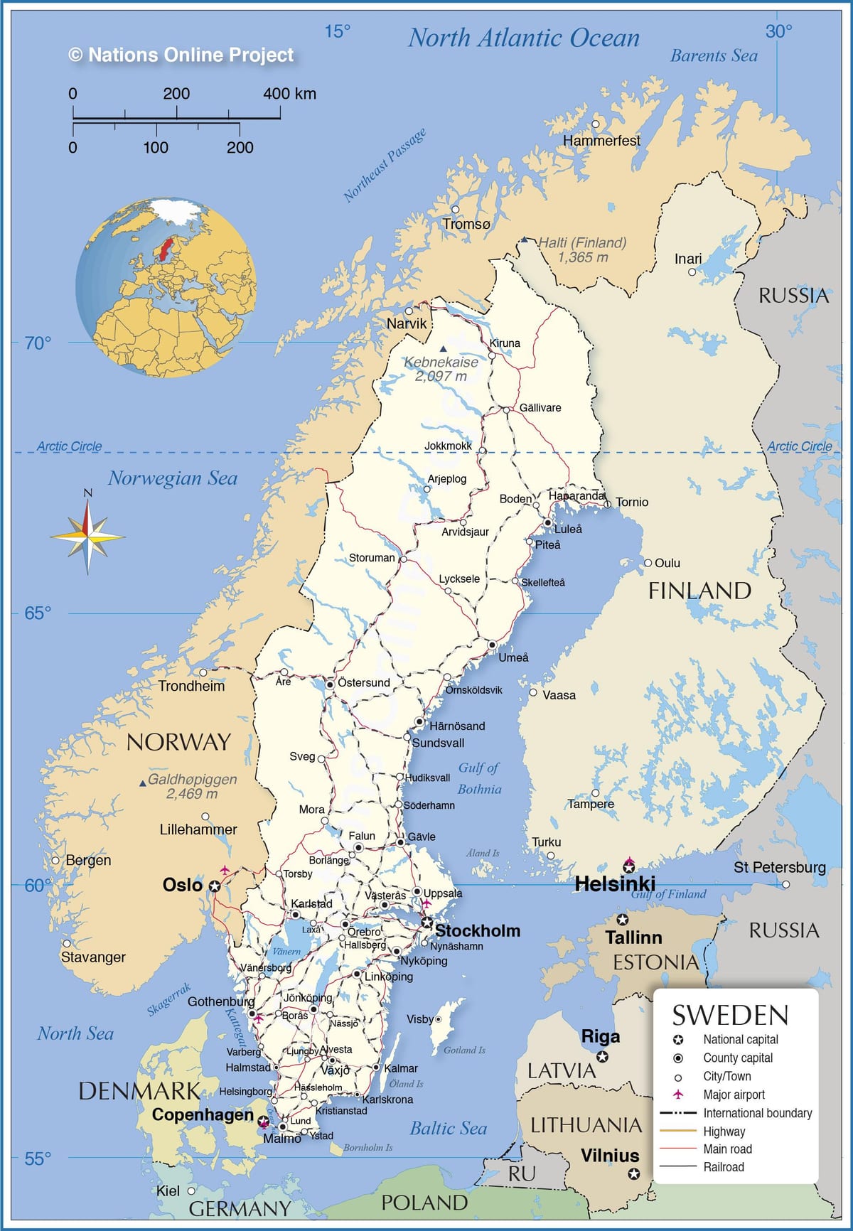 mapa Švédska transporty