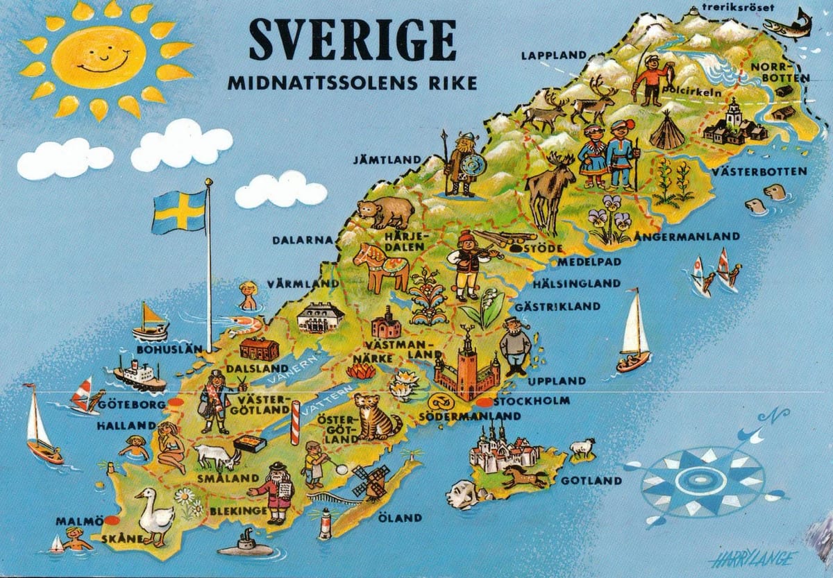 turistická mapa Švédsko