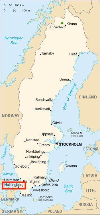 mapa Helsingborg Švédsko