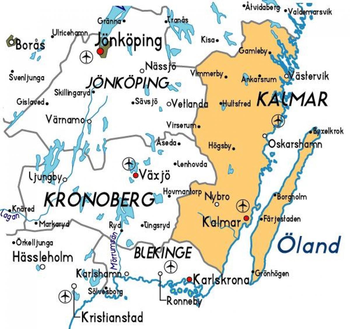 Kalmar Švédsko mapa