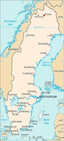 mapa Kiruna Švédsko