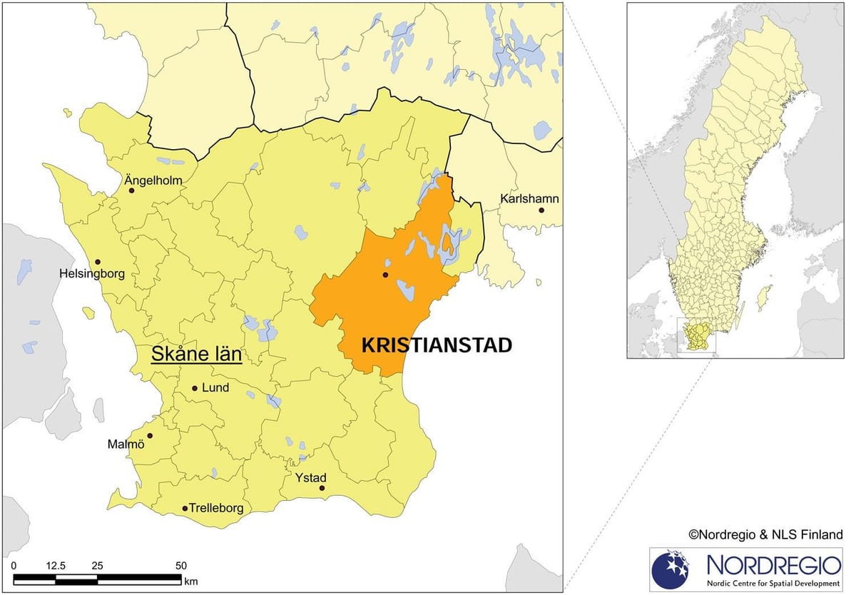 mapa Kristianstad Švédsko