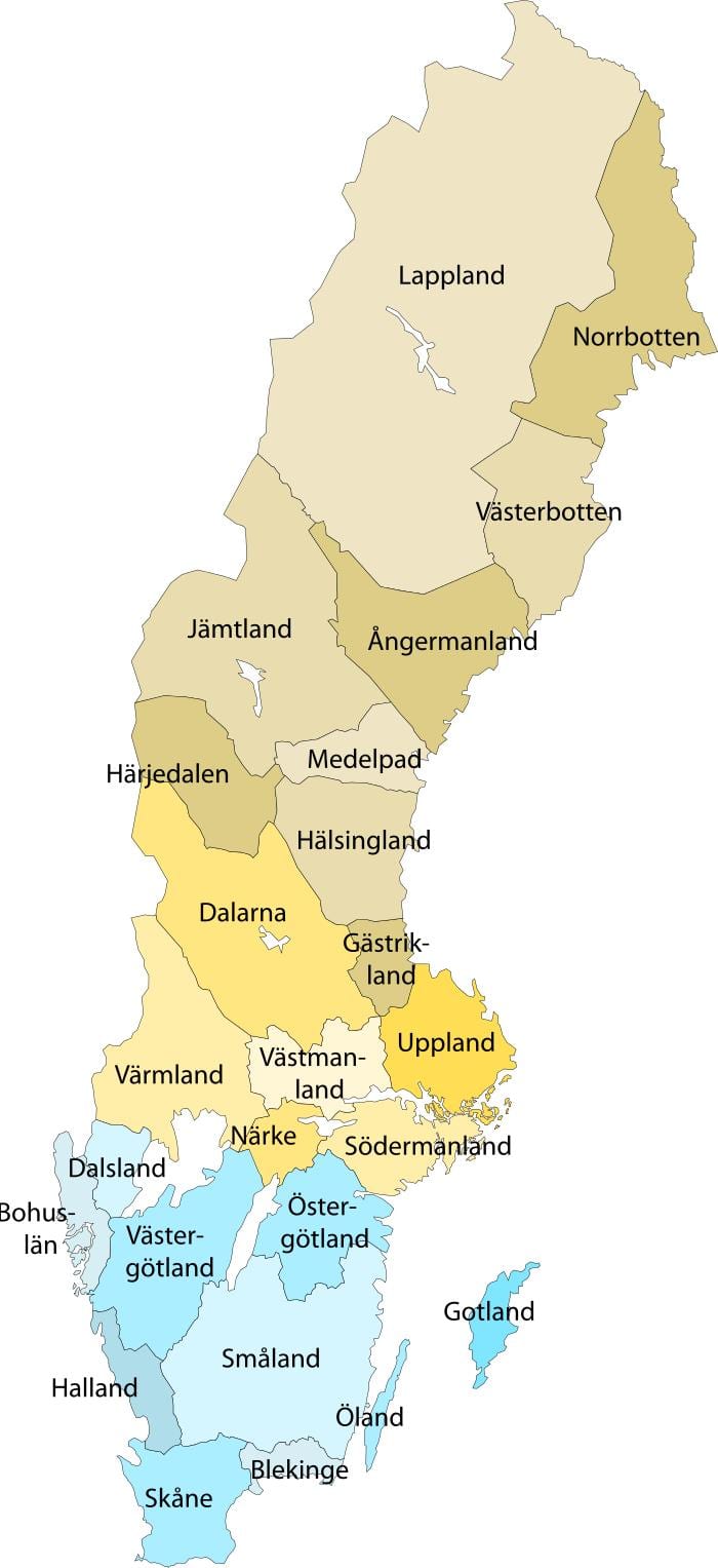 mapa Laponsku, Švédsko