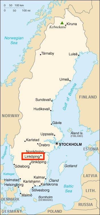 mapa Linkoping Švédsko