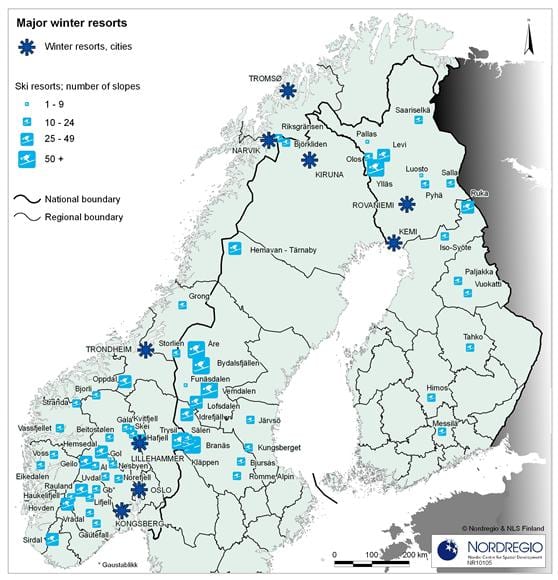 Švédská lyžařská střediska mapa
