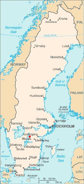 mapa Švédsko, Motala