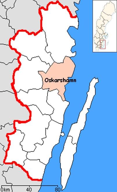 mapa Švédsko Oskarshamn