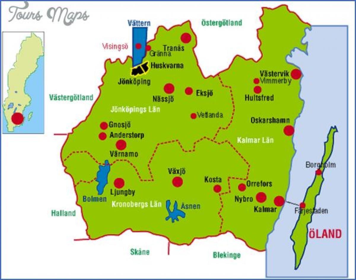 mapa smalandu Švédsko