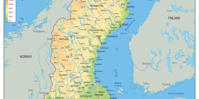 Fyzická mapa Švédska