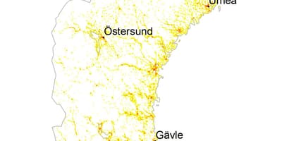 Hustota obyvatelstva mapa Švédska