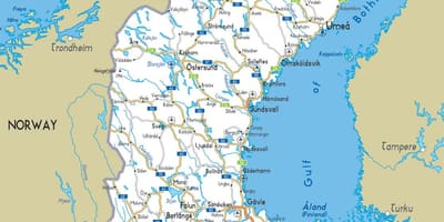 Švédsko mapa s městy