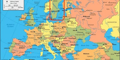 Mapa Evropy Švédsko