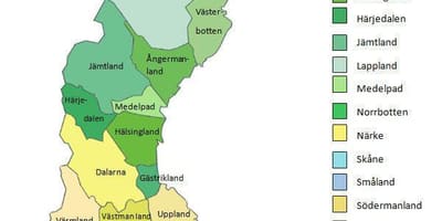 Mapa Švédska provincií