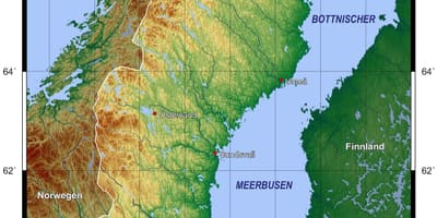 Topografická mapa Švédsko