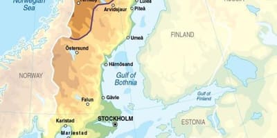 Mapa Švédska nadmořská výška