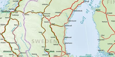 Železniční mapa Švédska