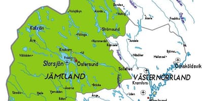 Mapa Jamtland Švédsko