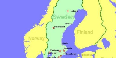 Mapa letišť ve Švédsku