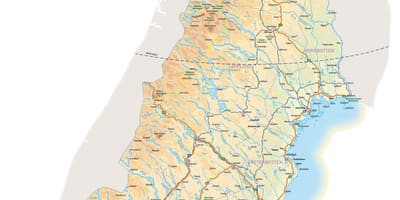 Mapa severní Švédsko