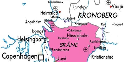 Mapa Švédsko Skåne